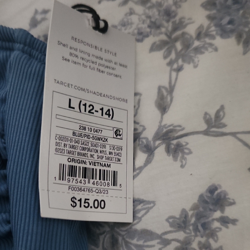 Blue Ribbed Crop Top - Picture 2 of 2